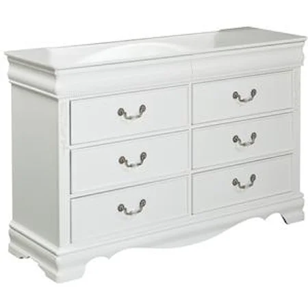 8 Drawer Dresser with Scrolled Hardware Pulls